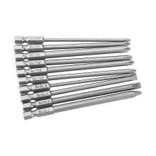 10pcs S2 Steel Cross Head PH1 PH2 Slot Screwdriver Bits Set 1/4inch Hex Shank 100mm