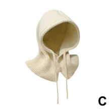 (Dark gray)One-Piece Women Winter Balaclava Hats Windproof Drawstring Hat