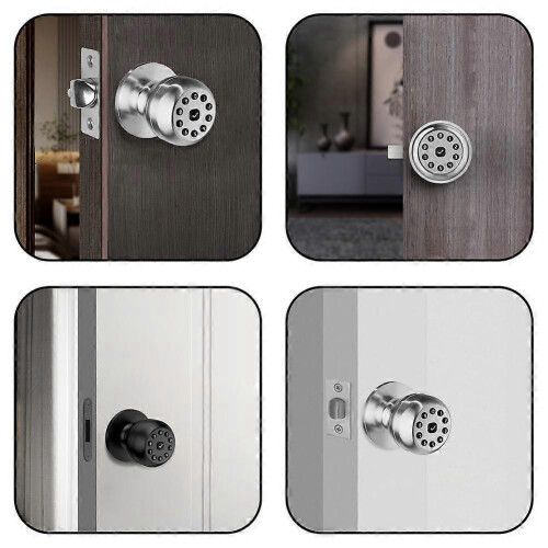 (Black) Spherical Intelligent Password Door Lock Password + Mechanical Key 2