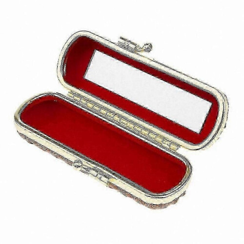 (Grey) Leather Lip Gloss Case with Mirror for Lipstick and Balm Storage Box