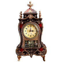 (Reddish Brown) Vintage European-style Table Desk Clock Antique Home Decoration Clock Suitable For Top Desk Buffet Decor