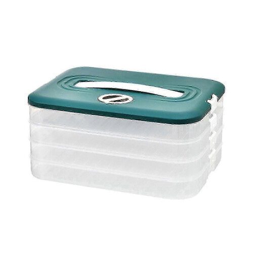 (4, blue) Multi Layer Cookie Carrier with Lid and Handle Time Recoder Dumpling Storage Box Food Dessert Transport Container 25-26