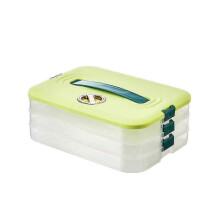 (3, green) Multi Layer Cookie Carrier with Lid and Handle Time Recoder Dumpling Storage Box Food Dessert Transport Container 25-26
