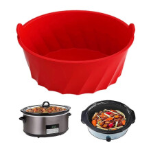 Slow Cooker Liner Reusable Silicone 6L Oval Liners (6-8qt) BPA Free Heat Resistant Dishwasher Safe Kitchen Accessories Red