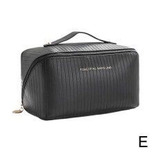 (Black) Large capacity cosmetic bag PU waterproof Toilet bag, cosmetics storage bag