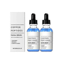 (2PCS)Copper Peptides Serum for Face - with GHK-Cu and Hyaluronic Acid - Anti-Aging Facial Serum for Skin Smoothness, Firm-Looking, Skin Elasticity
