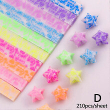 (Red) 210Sheets Luminous Origami Stars Paper 10 Colors Strips Lucky Star Folding Pape
