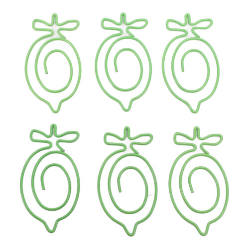 100Pcs Cute Fruit Paper Clips - Green Lemon