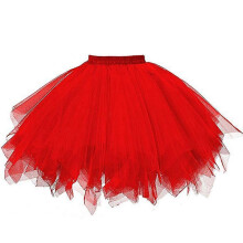 (Red) Tulle Skirts Womens Pleated Gauze Short Skirt Carnival Dancing Skirt for Adult Tutu Dancing Skirt