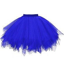 (Blue) Tulle Skirts Womens Pleated Gauze Short Skirt Carnival Dancing Skirt for Adult Tutu Dancing Skirt