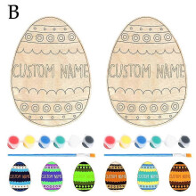 (2 set) Easter Egg Painting Kit,Custom Wooden Egg with Kids Name,DIY Easter Craft Set