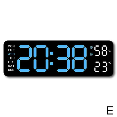 (Blue base style) With Calendar Date Temperature LED Large Display USB Digital Wall Alarm Clock