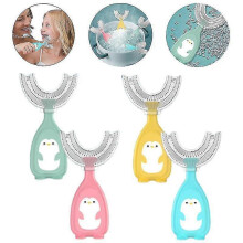 (S, green) Children Soft U-shape 360 Thorough Cleansing Toothbrush For Ages 2~12 Years 1pcs