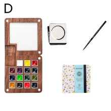 (D)Portable Travel Wooden Handmade Paint Palette Oil Painting Tray Boxs