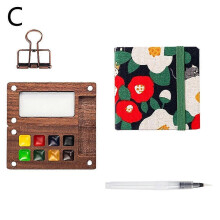 (C,Oblique head)Portable Travel Wooden Handmade Paint Palette Oil Painting Tray Boxs