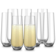 Stemless Champagne Flutes Set of 8, 9.4oz Elegant Glasses for Weddings and Parties, Dishwasher Safe