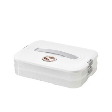 (2, white) Multi Layer Cookie Carrier with Lid and Handle Time Recoder Dumpling Storage Box Food Dessert Transport Container 25-26