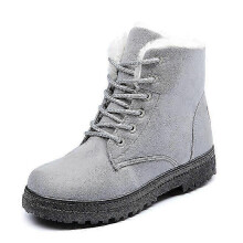 (41, grey) Winter Boots Ankle Botas Mujer Warm Plush Insole Shoes Woman