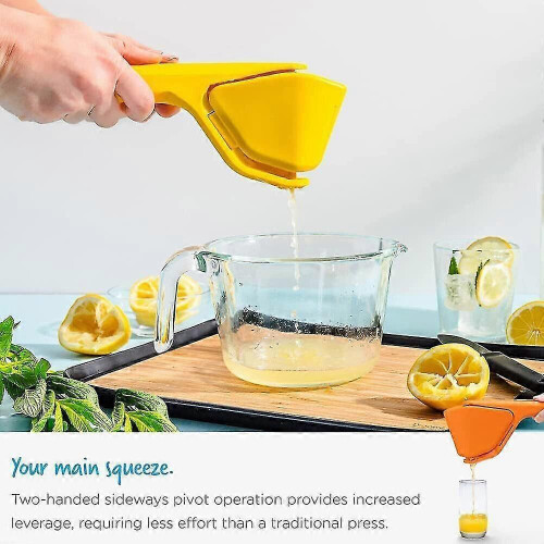 (Yellow) Lemon Fluicer Squeeze Manual Orange Citrus Juicer That Folds Flat Press Tools 2