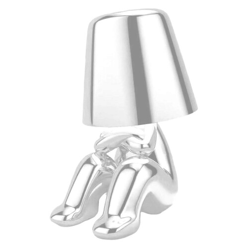Table Light Man (G, Silver) Night Light Little Golden/ Silver Man, 3 Level Dimmable ...