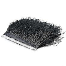 (Black) 2m ostrich feather ribbon selvage for millinery projects