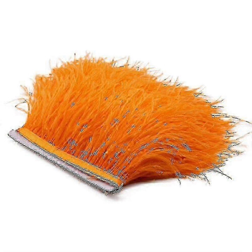 (Orange) 2m ostrich feather ribbon selvage for millinery projects