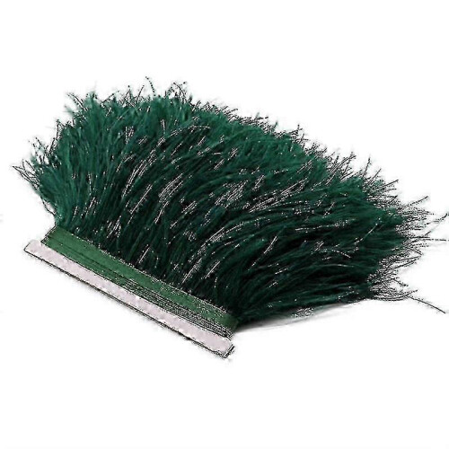 (Dark Green) 2m ostrich feather ribbon selvage for millinery projects