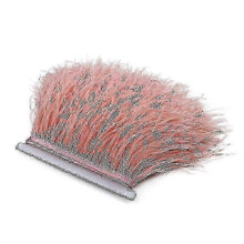 (Shrimp pink) 2m ostrich feather ribbon selvage for millinery projects