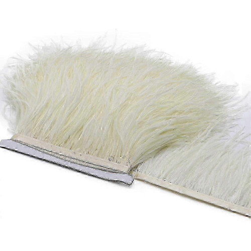 (Beige) 2m ostrich feather ribbon selvage for millinery projects