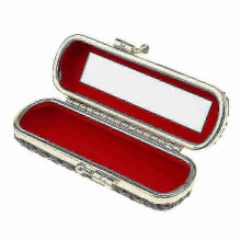 (Black) Leather Lip Gloss Case with Mirror for Lipstick and Balm Storage Box