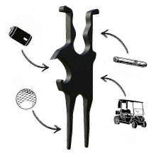 4-in-1 Golf Tool with Magnetic Cigar Holder for Divot Repair and Beer Opening Functions