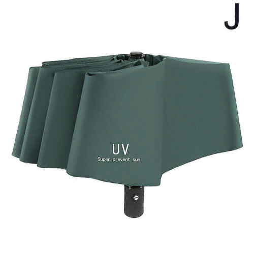 (Automatic green)Anti-UV UPF50+ Automatic Open Umbrella Folding Umbrella 10 Rib Windproof Travel