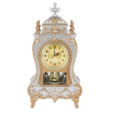 (White) Vintage European-style Table Desk Clock Antique Home Decoration Clock Suitable For Top Desk Buffet Decor