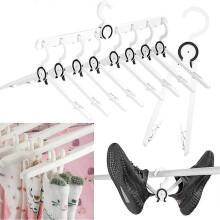 8pcs Plastic Clothes Hook Hangers with Clips And 1pcs Closet Organizers And Storage,foldable Coat Hangers Heavy Duty,clothes Hanger Organizer for Trav