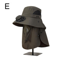 (green)Wide Brim Solar Fan Outdoor Sunscreen Sun Hat With Fan and Mask Hot 2024