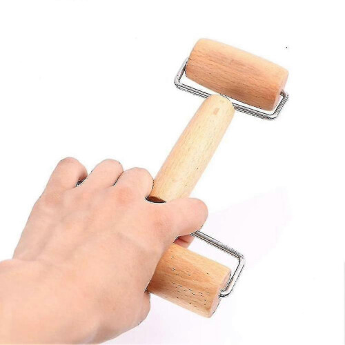 2 In 1 T-shape Wooden Double-sided Rolling Pin Kitchen Pizza Baking Stick Roller 2