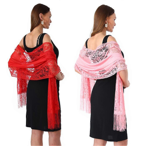 (White)Women Soft Lace Wraps Wrap  Evening Shawl Wrap Cover Ups Wedding 2