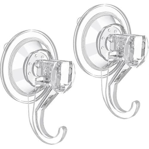 2 Packs Suction Cup Hooks,Clear Removable Heavy Duty Suction Hooks Door Suction Cup Hangers - DD0