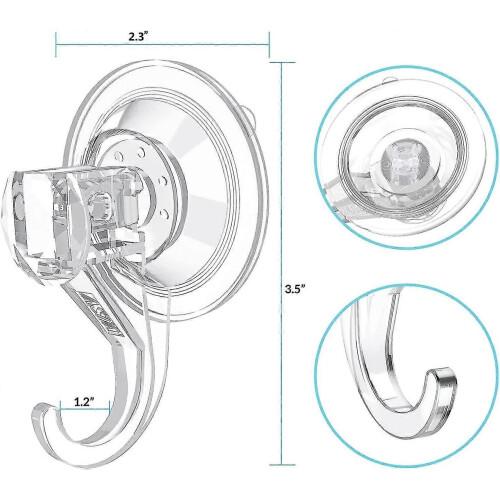 2 Packs Suction Cup Hooks,Clear Removable Heavy Duty Suction Hooks Door Suction Cup Hangers - DD0 1