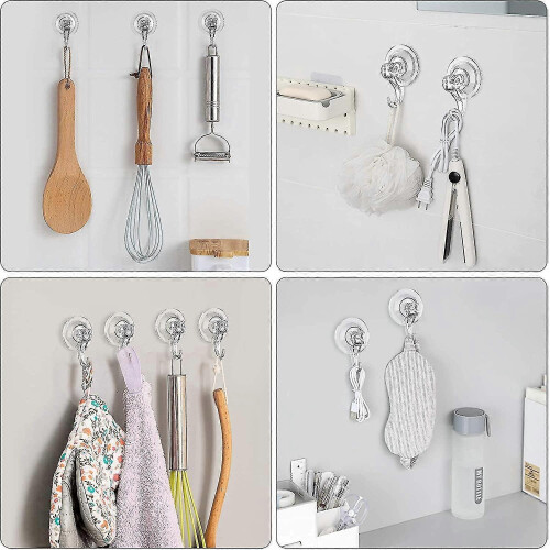 2 Packs Suction Cup Hooks,Clear Removable Heavy Duty Suction Hooks Door Suction Cup Hangers - DD0 2