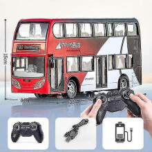 (Red Double Decker) wireless Remote Control Bus With Light Simulation Electric Large Double-decker Bus Toys For Boys Children Toy Rc Car - PJ