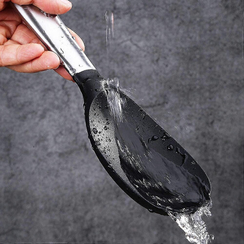 1 Pcs Silicone Rice Paddle, Non-stick Kitchen Utensils with Non-slip Handle Setblack - DD 2