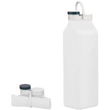 (White) Collapsible Water Bottle, Portable Food Grade Silicone Foldable Travel Reusable Leak Proof Water Bottles - PJ