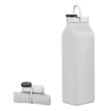 (Grey) Collapsible Water Bottle, Portable Food Grade Silicone Foldable Travel Reusable Leak Proof Water Bottles - PJ
