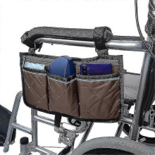 (coffee) Wheelchair Bag With Pockets, Universal Waterproof Armrest Side Bag Wheelchair Side Organizer Storage Bag Armrest Pouch, 1pcs - Pengj