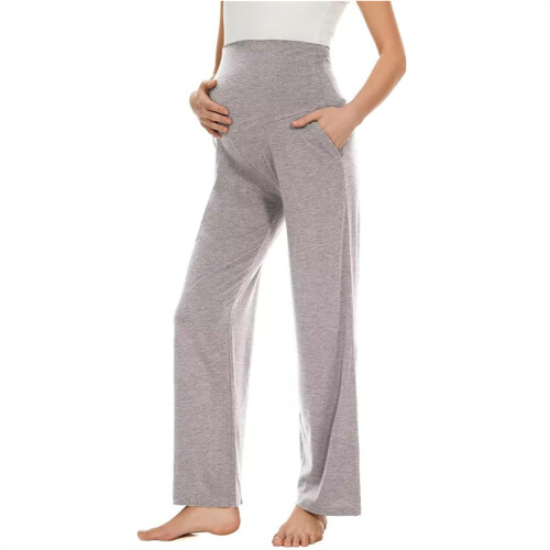 High Waist Elastic Maternity Pants Offering-light gray M