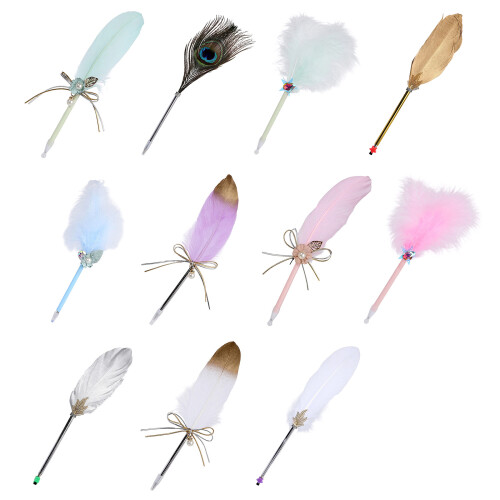 Retro Feather Ballpoint Pen for Students Office Workers-PurpleA 1