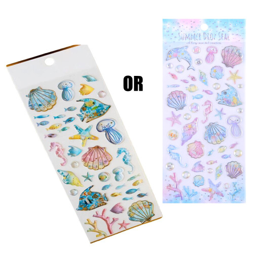 Sea Creature Embossed Sticker Waterproof Adhesive PVC-03