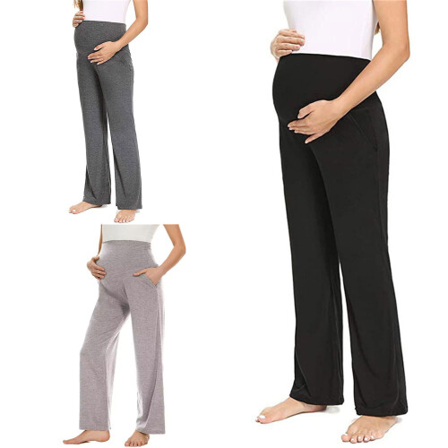 Smooth Design Maternity Pants Soft Cotton Trousers-Dark Grey M 2
