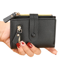 Fashionable Short Purse for Women PU Practical Card-Black